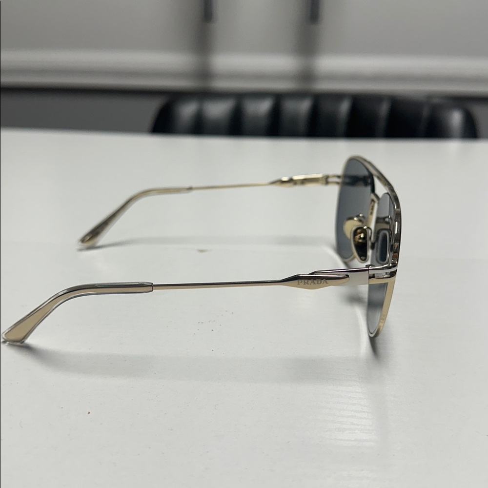 Prada Stylish Gold/Silver Aviator Sunglasses - Picture 2 of 2